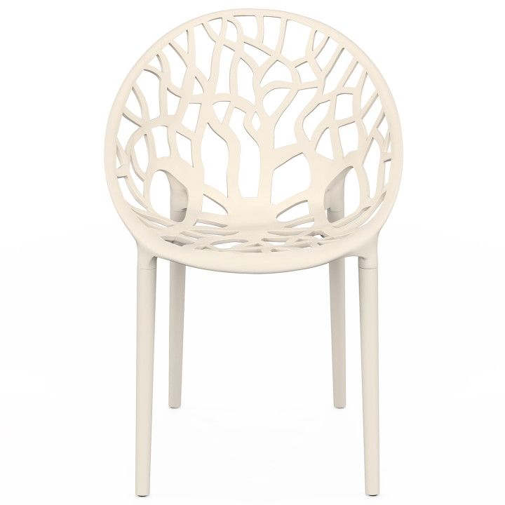 Set di 4 sedie da giardino impilabili AMIRA in polipropilene beige con motivo organico