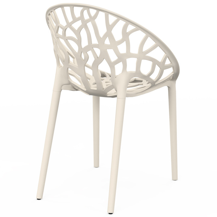 Set di 4 sedie da giardino impilabili AMIRA in polipropilene beige con motivo organico