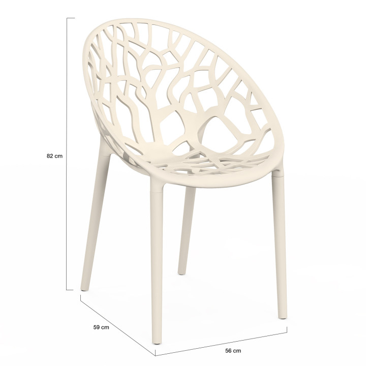 Set di 4 sedie da giardino impilabili AMIRA in polipropilene beige con motivo organico