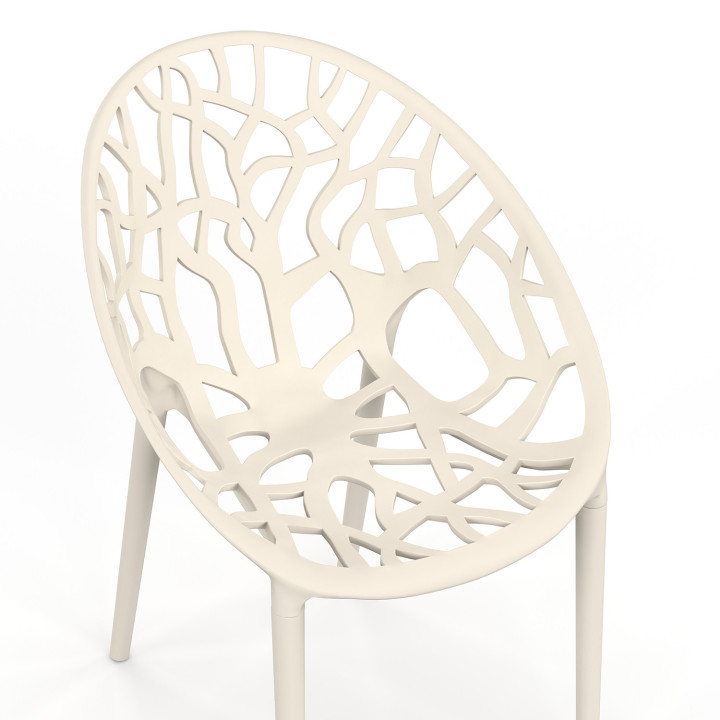 Set di 4 sedie da giardino impilabili AMIRA in polipropilene beige con motivo organico