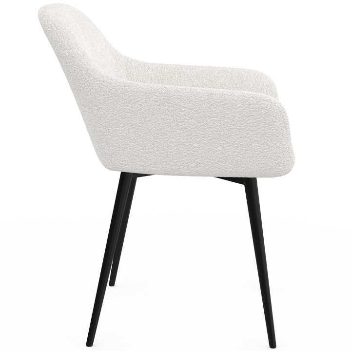 Lot de 2 chaises de salle à manger, fauteuils de table SHELIA en tissu bouclette