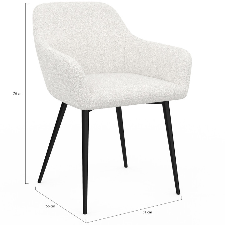 Lot de 2 chaises de salle à manger, fauteuils de table SHELIA en tissu bouclette