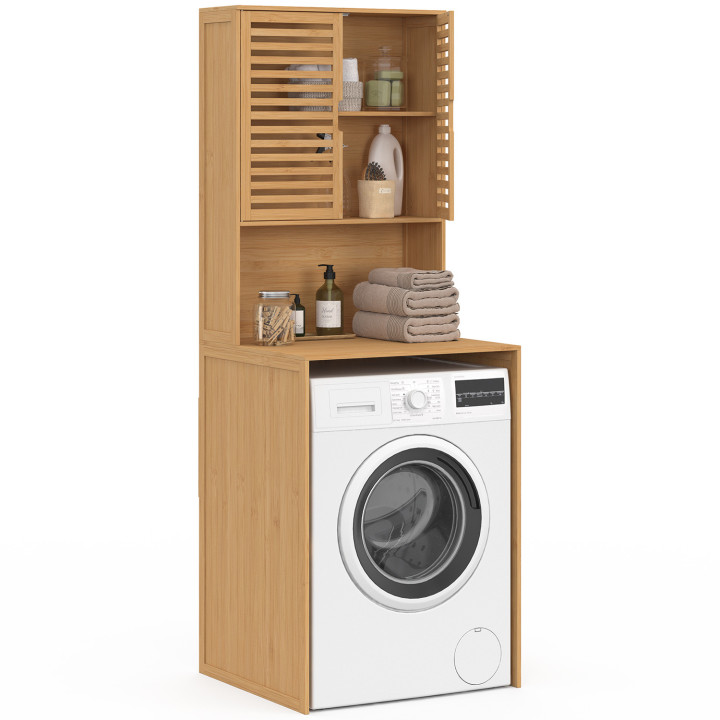 Meuble dessus de machine à laver bambou BEA avec placard