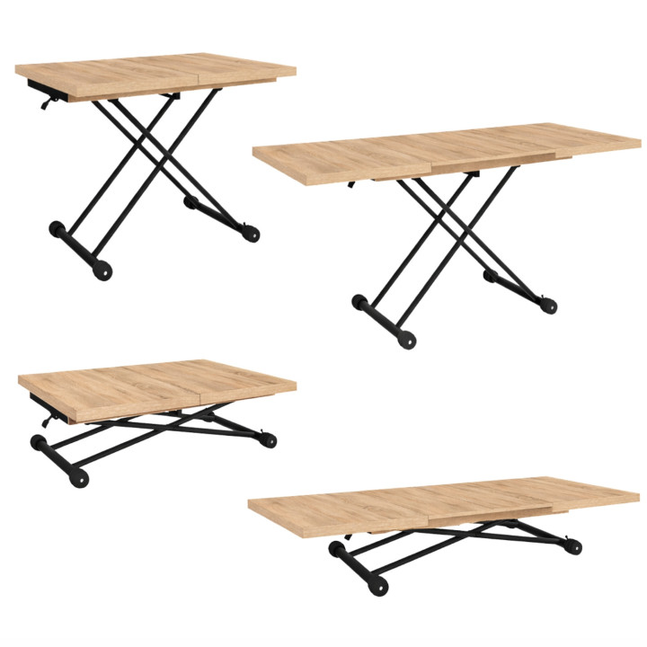 Tavolino rettangolare in legno e nero dal design industriale - ALTURA