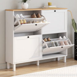 20-par ACHILLE zapatero con 4 puertas blancas y tapa de madera