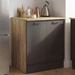 Meuble bas de cuisine 80 cm STIL appoint 2 portes bois et noir
