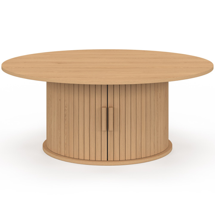 JULIETTE 100 cm ronde salontafel met eikenhouten latten
