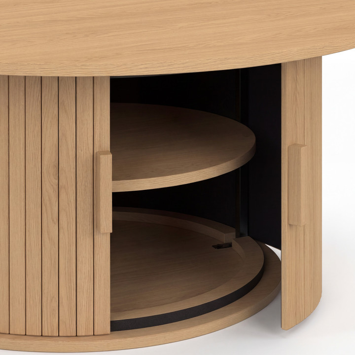 JULIETTE 100 cm ronde salontafel met eikenhouten latten