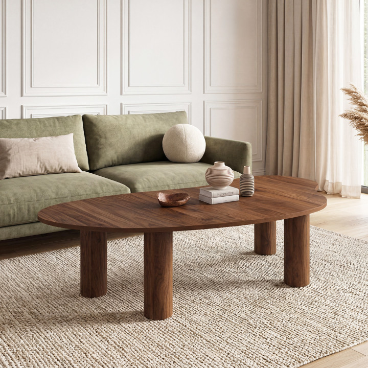 Tavolino ORGANIQUE 100 cm in legno effetto noce