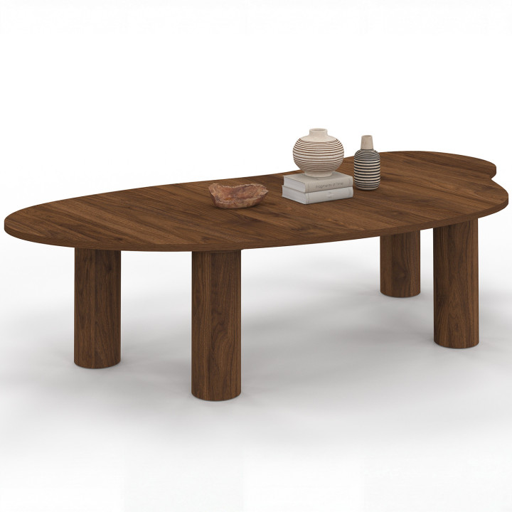 Tavolino ORGANIQUE 100 cm in legno effetto noce