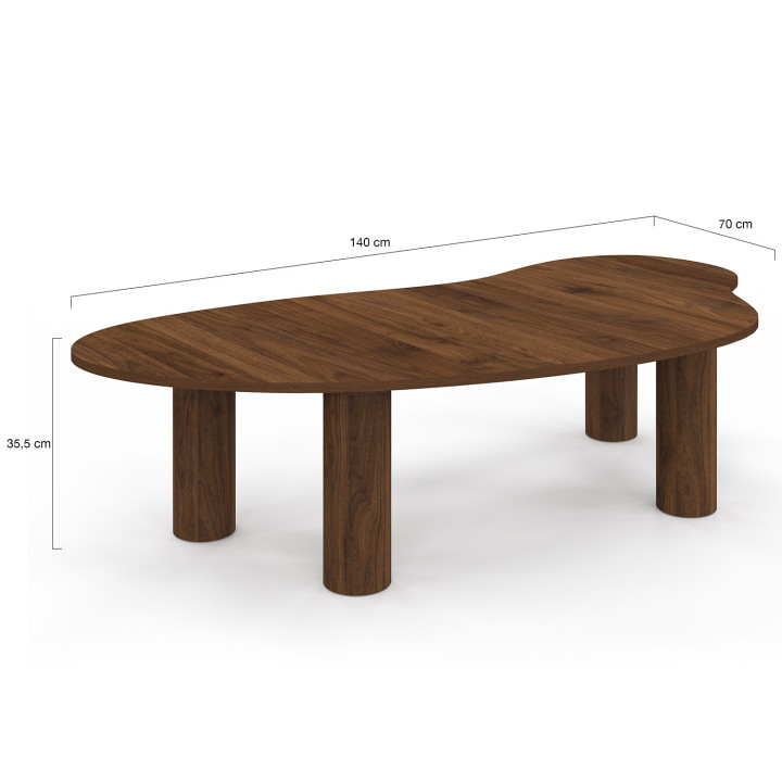 Tavolino ORGANIQUE 100 cm in legno effetto noce
