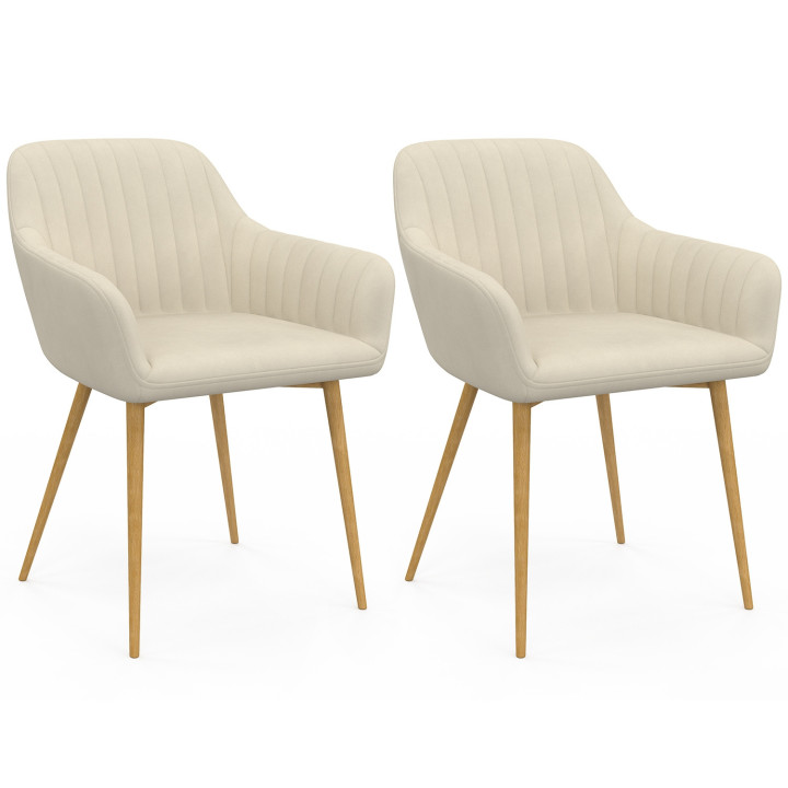 Set di sedie da pranzo, poltroncine da tavolo con gambe effetto legno - JANY
