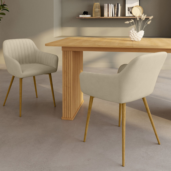 Set di sedie da pranzo, poltroncine da tavolo con gambe effetto legno - JANY
