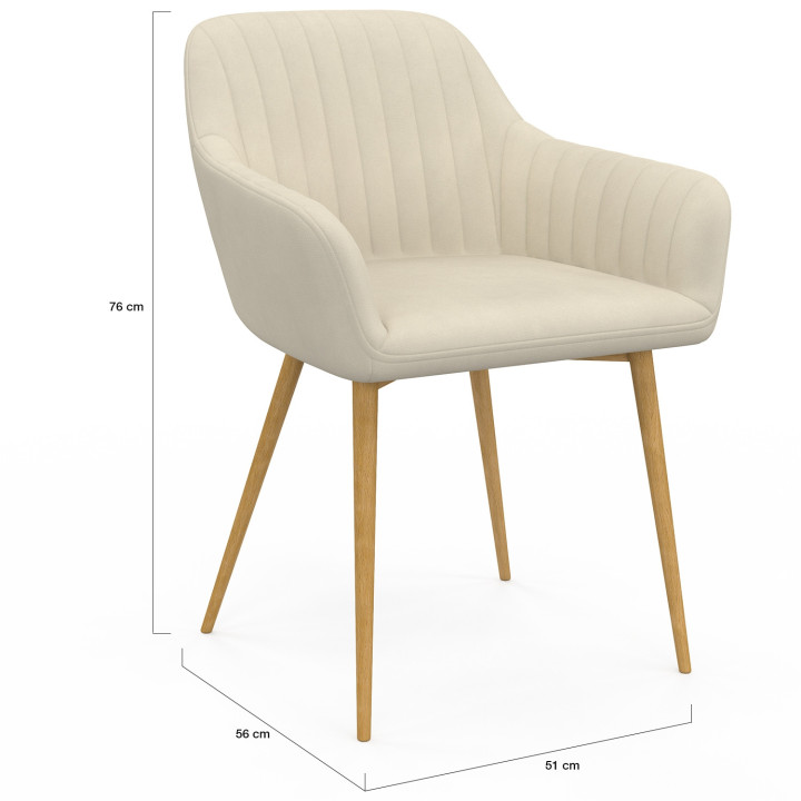 Set di sedie da pranzo, poltroncine da tavolo con gambe effetto legno - JANY