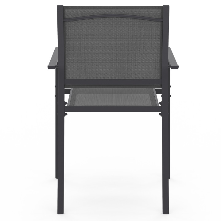 Lot de 6 chaises de jardin OLBIA métal et textilène empilables gris anthracite