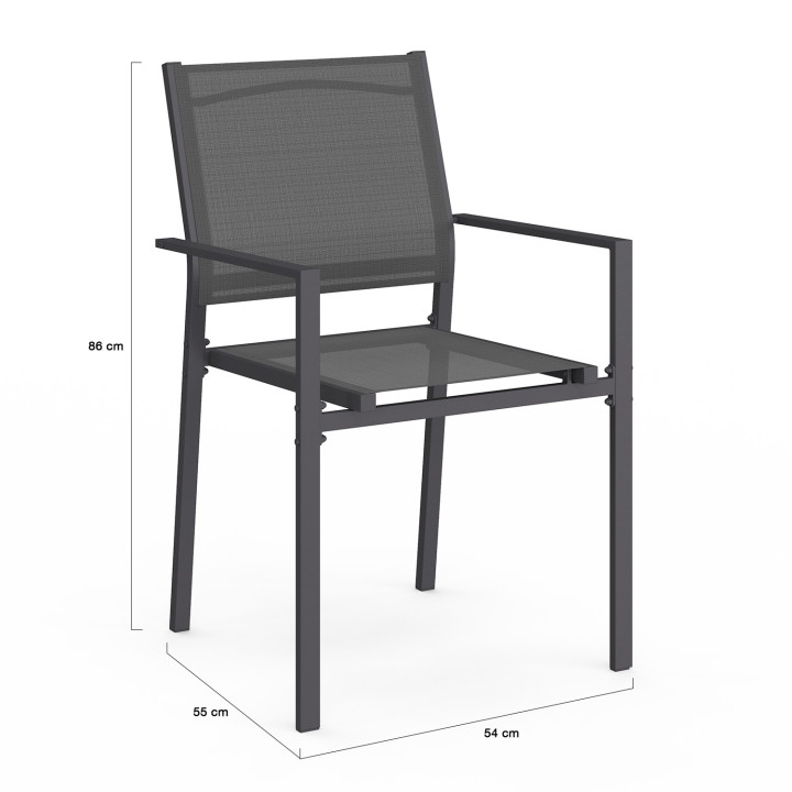 Antracietgrijze metalen en textilene tuinstoelen - OLBIA | ID Market