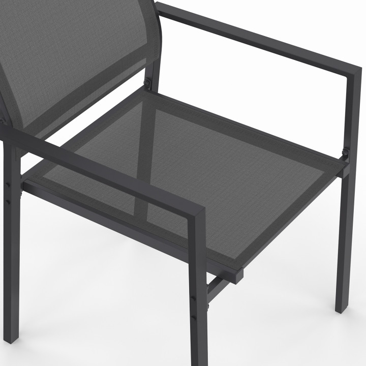 Antracietgrijze metalen en textilene tuinstoelen - OLBIA | ID Market