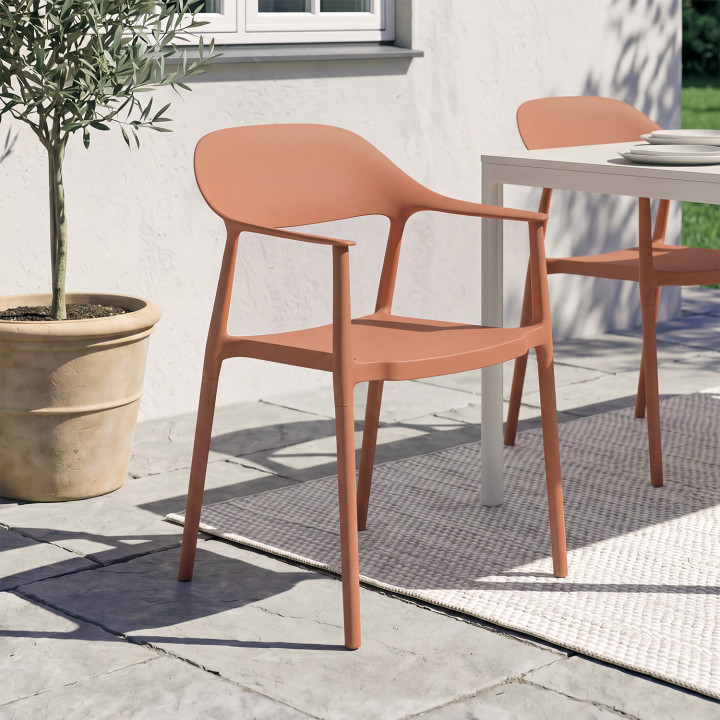 Set di 4 sedie da giardino impilabili in polipropilene color terracotta SUZON