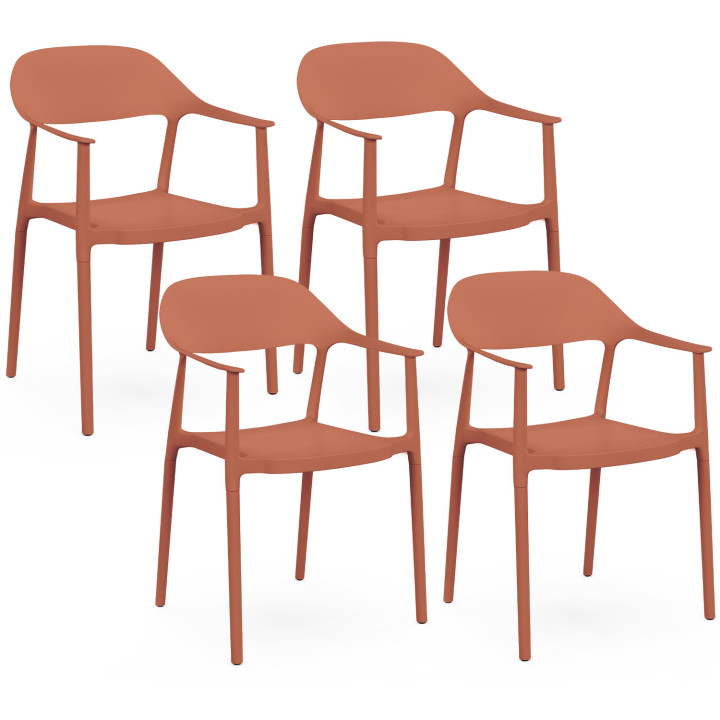 Set di 4 sedie da giardino impilabili in polipropilene color terracotta SUZON