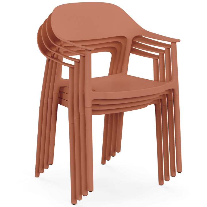 Set di 4 sedie da giardino impilabili in polipropilene color terracotta SUZON