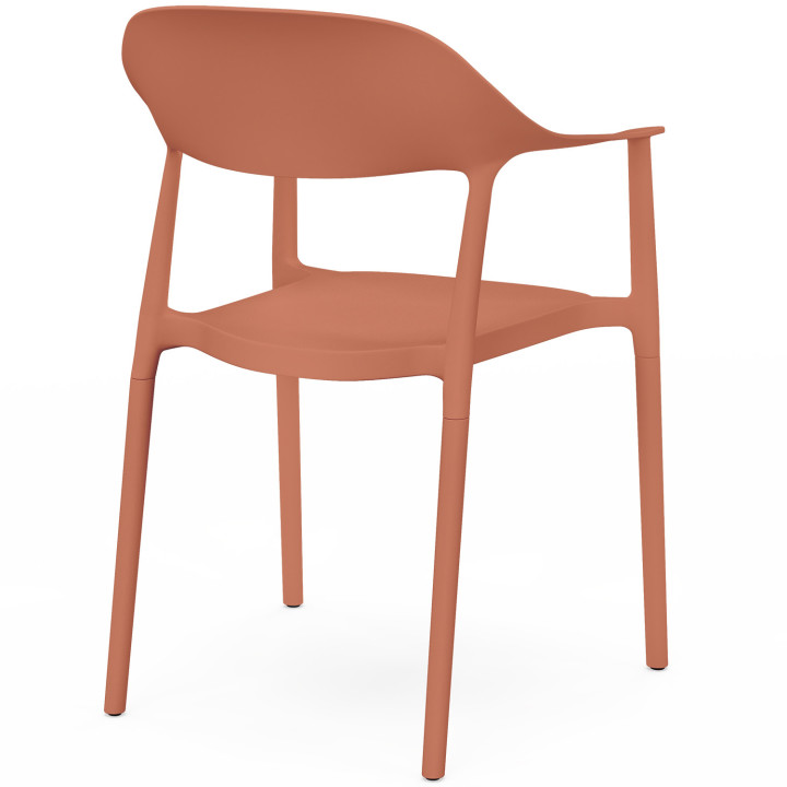 Set di 4 sedie da giardino impilabili in polipropilene color terracotta SUZON