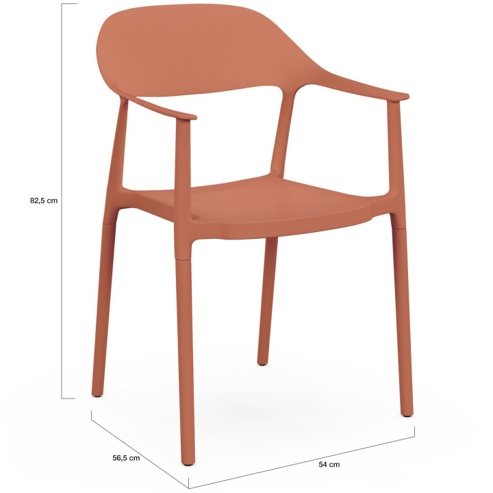 Set di 4 sedie da giardino impilabili in polipropilene color terracotta SUZON