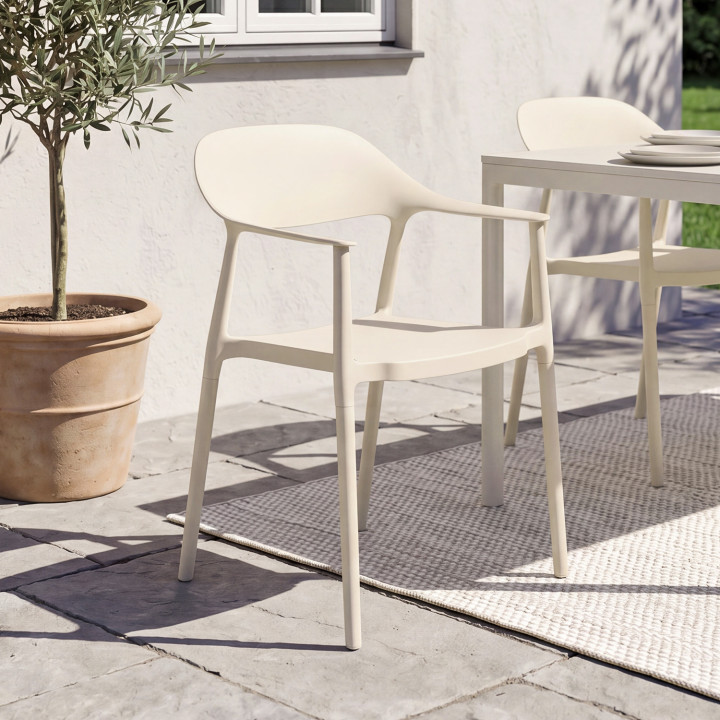 Set di 4 sedie da giardino impilabili in polipropilene SUZON beige