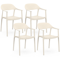 Lot de 4 chaises de jardin empilables SUZON en polypropylène beige