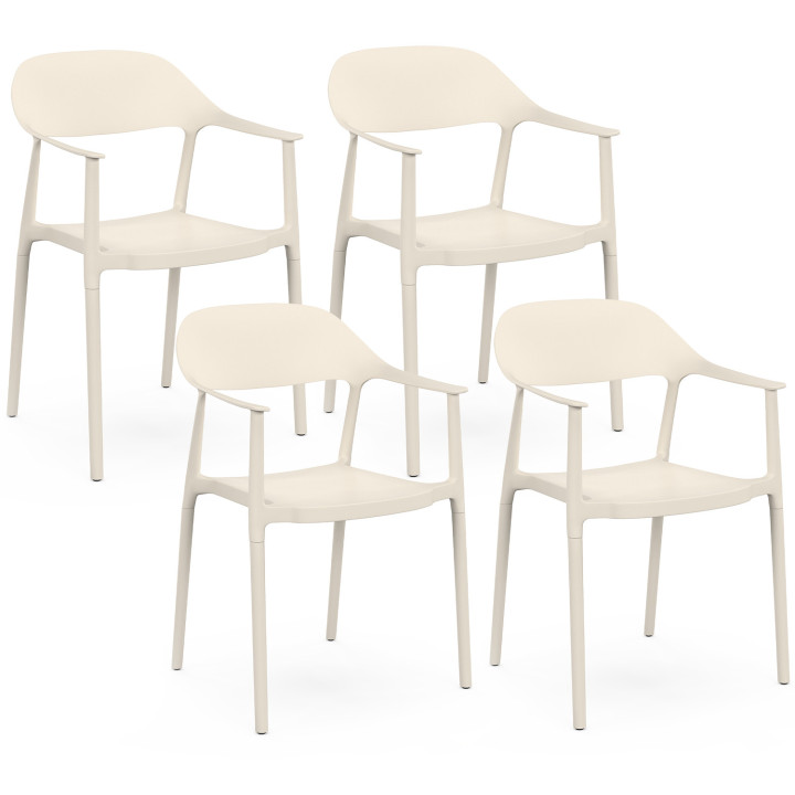 Set di 4 sedie da giardino impilabili in polipropilene SUZON beige