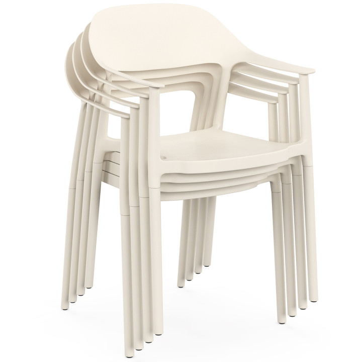 Set di 4 sedie da giardino impilabili in polipropilene SUZON beige