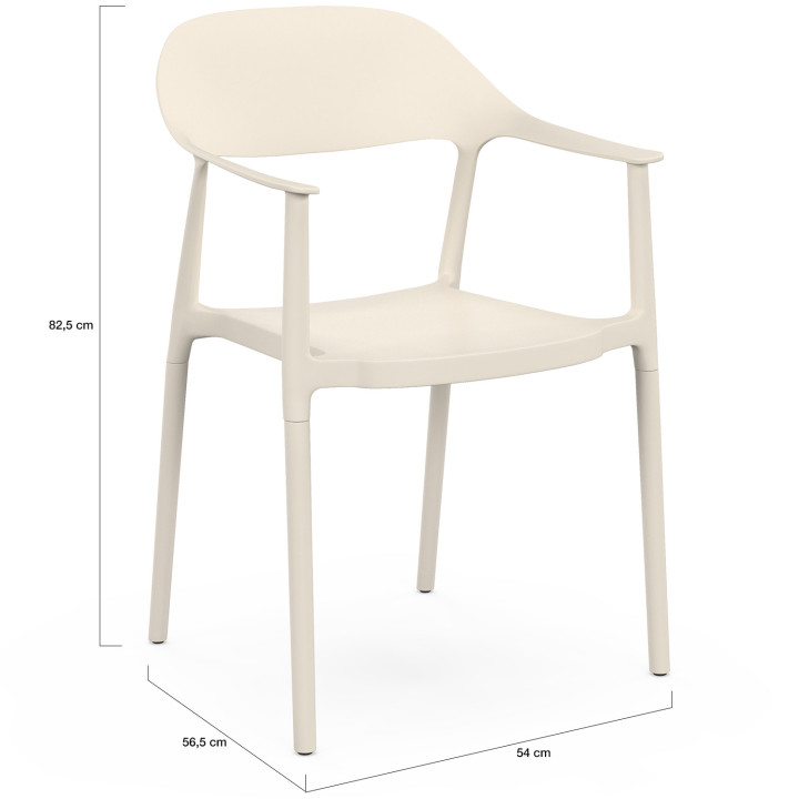 Set di 4 sedie da giardino impilabili in polipropilene SUZON beige