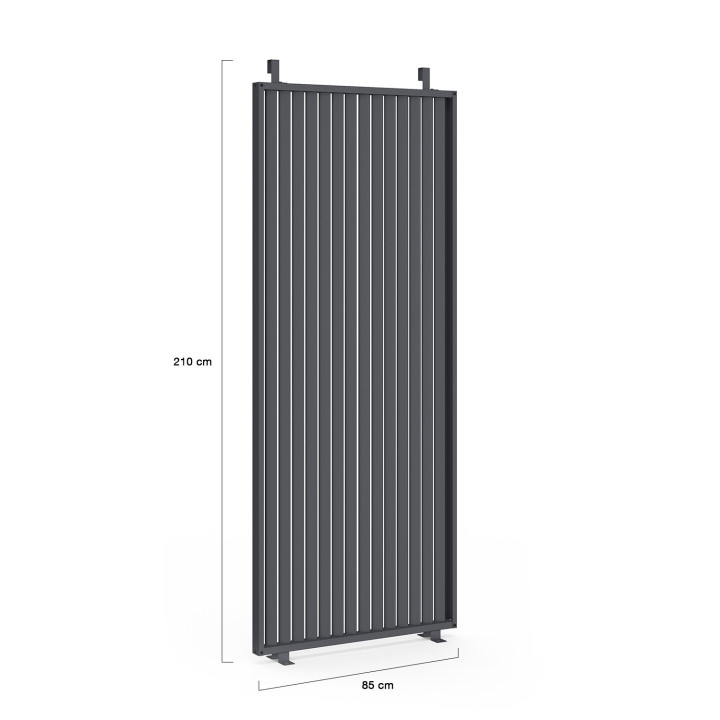 Pergola bioclimatica a lamelle orientabili in acciaio 3x4 M con tende verticali grigio antracite