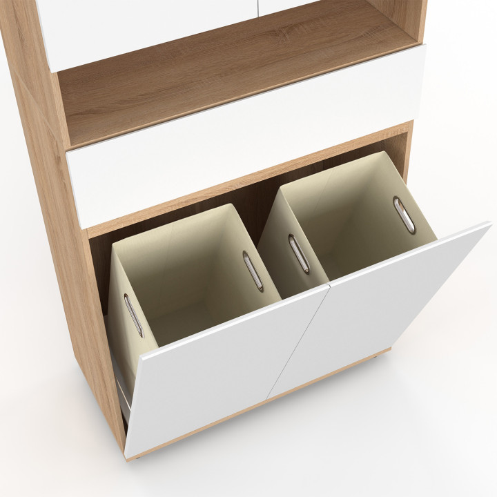Mueble de baño TOMI 4 puertas 2 cestos extraíbles 1 cajón acabado haya y blanco