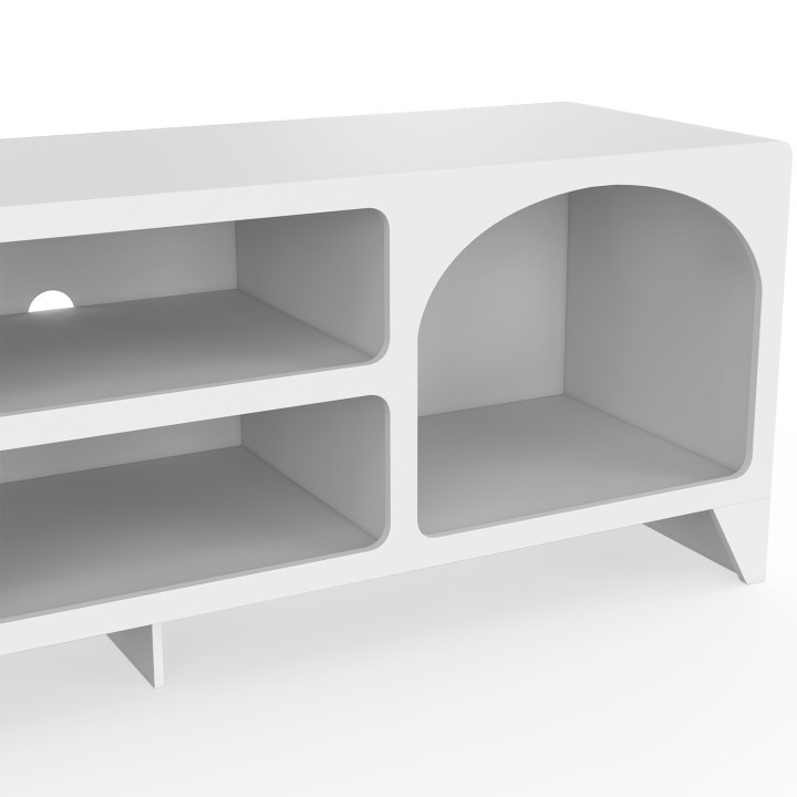 TV-meubel ALESIA 140 cm met 6 witte houten nissen