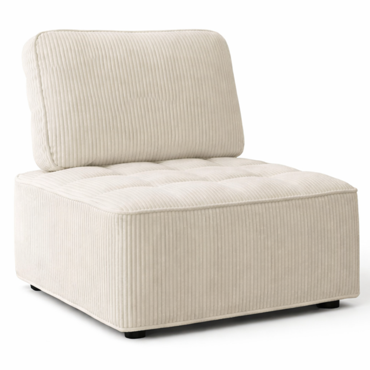 Modulo divano e poltrona in velluto a coste beige