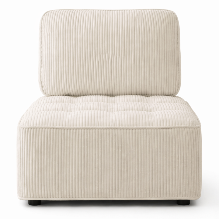 Modulo divano e poltrona in velluto a coste beige
