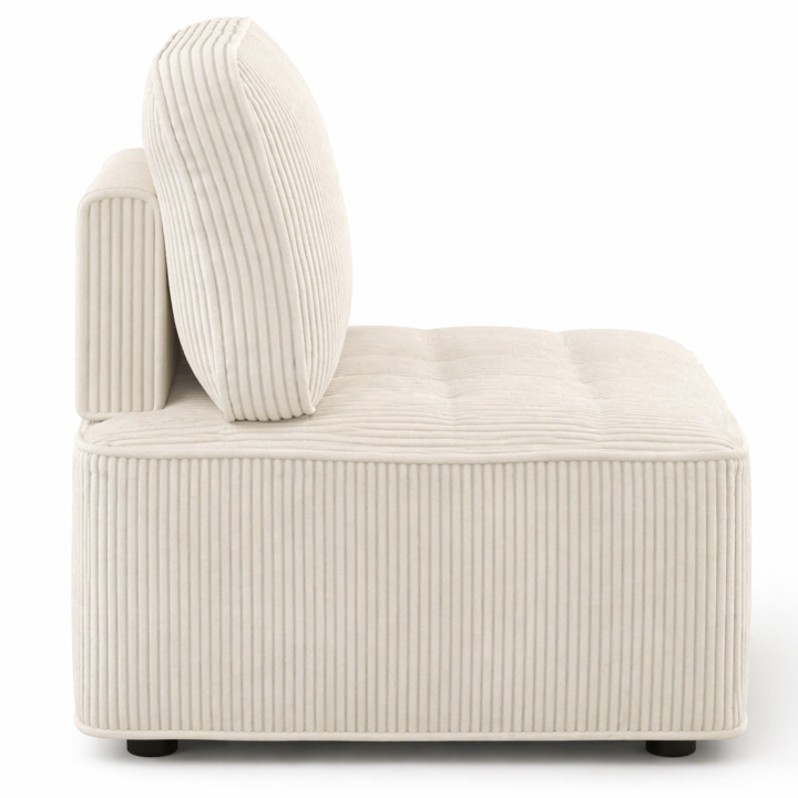 Module de canapé et fauteuil en velours côtelé beige