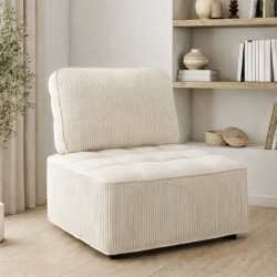 Modulo divano e poltrona in velluto a coste beige