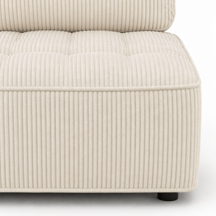 Modulo divano e poltrona in velluto a coste beige