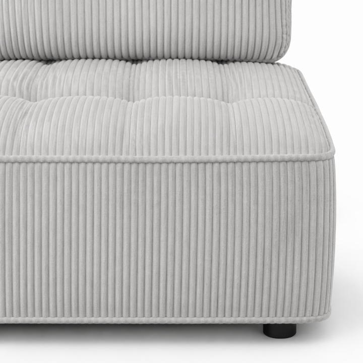 Module de canapé et fauteuil en velours côtelé gris clair
