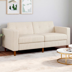 CALLIE Sofá recto de 3 plazas de pana beige