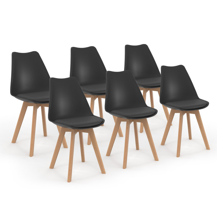 Günstige skandinavische Stühle schwarz - 6er-Set - SARA| ID Market