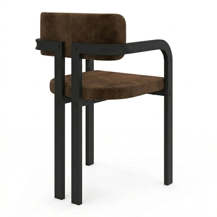 Set van 2 zwart metalen en bruin fluwelen eetkamerstoelen - ESMA | IdMarket