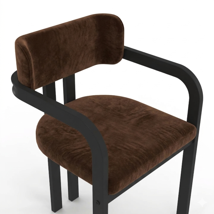 Juego de 2 sillas de comedor de metal negro y terciopelo marrón - ESMA | IdMarket