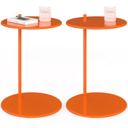 Set van 2 ronde bijzettafels, salontafels, nachtkastjes LEONTINE 40 cm, oranje metaal