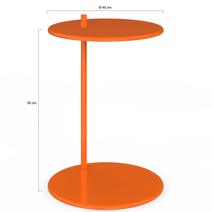 Set van 2 ronde bijzettafels, salontafels, nachtkastjes LEONTINE 40 cm, oranje metaal