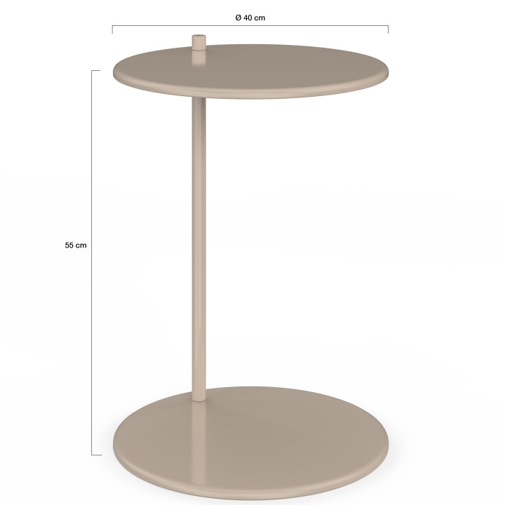 Set di 2 tavolini rotondi, tavolini da salotto, comodini LEONTINE da 40 cm in metallo color taupe