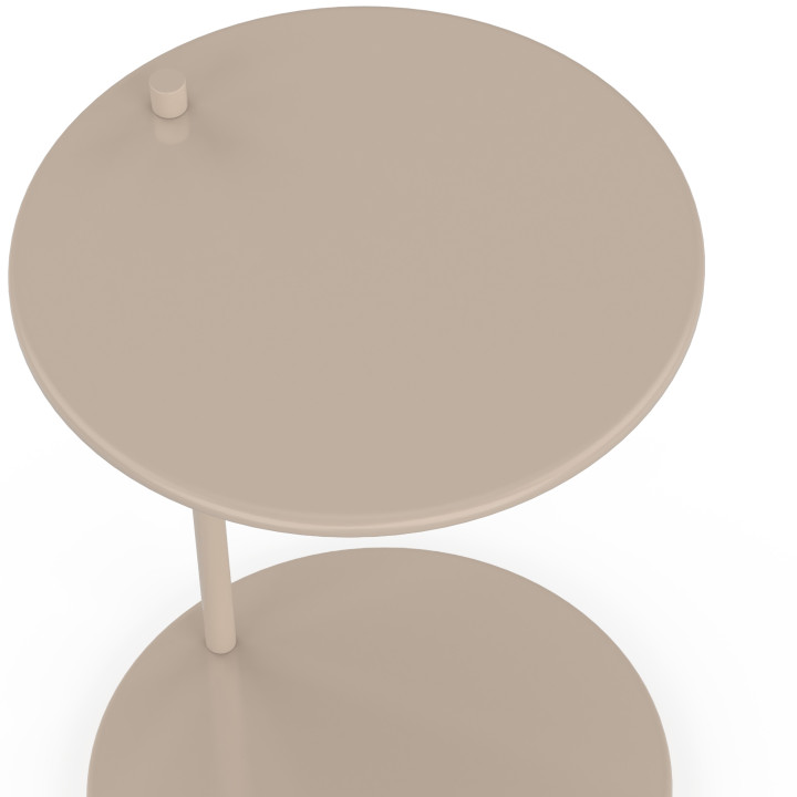 Set di 2 tavolini rotondi, tavolini da salotto, comodini LEONTINE da 40 cm in metallo color taupe