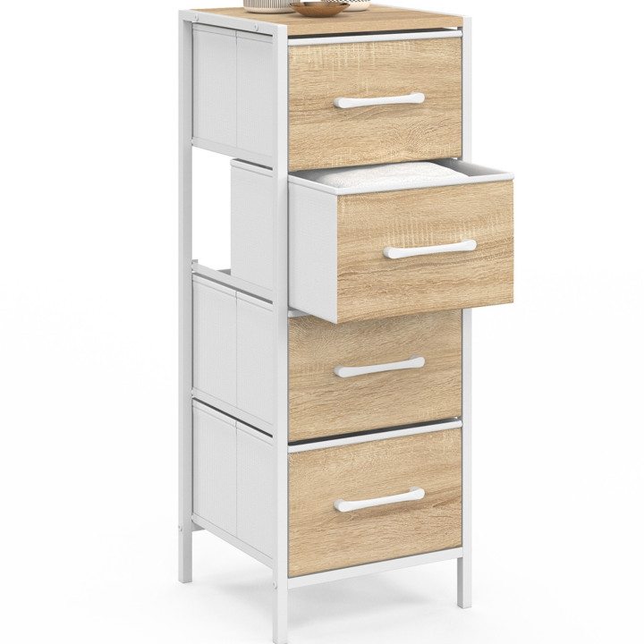 Mobile a 4 cassetti UTAH 30 cm chiffonnier, mobile contenitore dal design industriale in legno e bianco