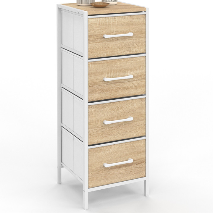 Mobile a 4 cassetti UTAH 30 cm chiffonnier, mobile contenitore dal design industriale in legno e bianco